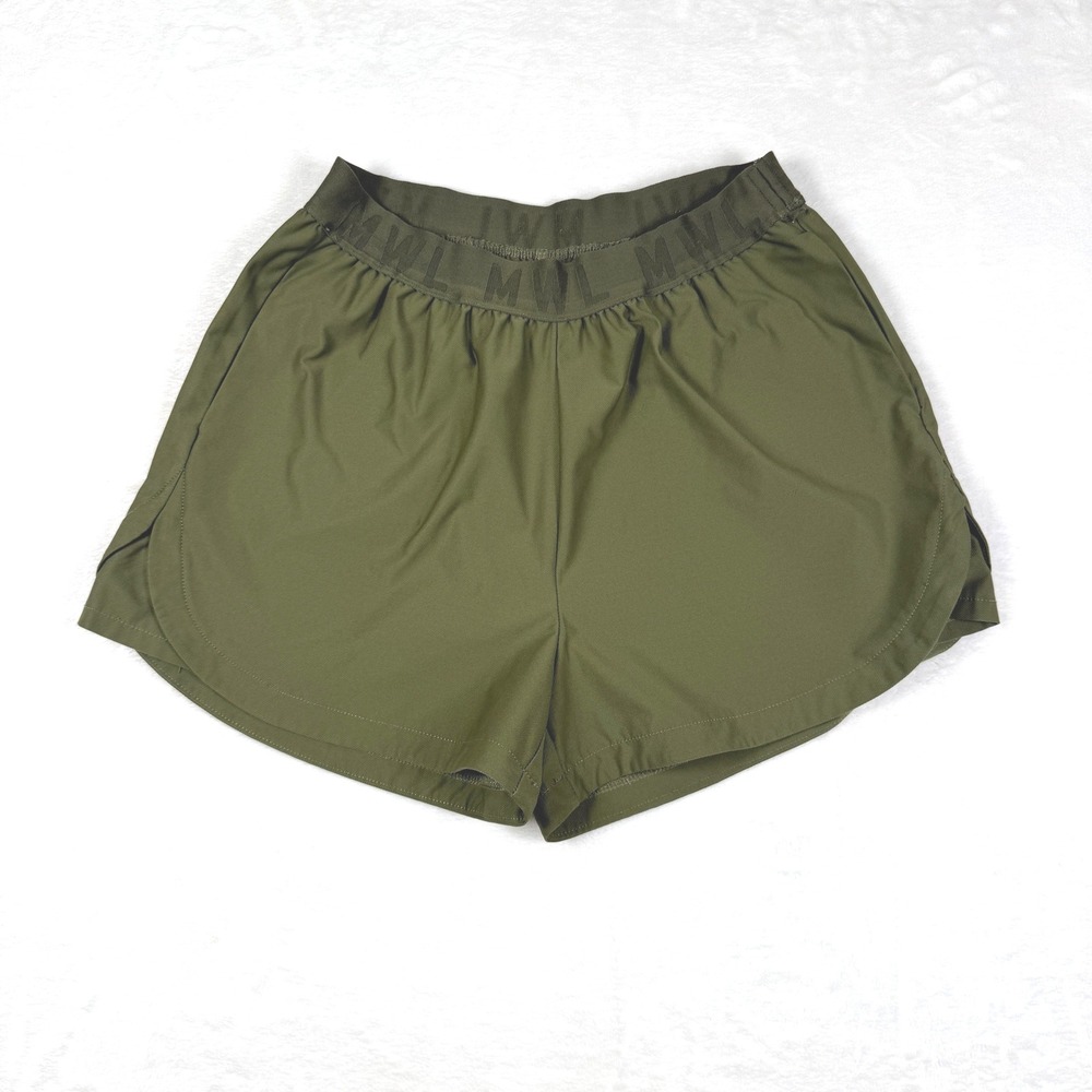 Madewell‎ MWL Olive Green Canvas Athletic Shorts Size S Elastic Waist Logo Band